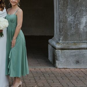 Elegant Green Spaghetti Strap Dress